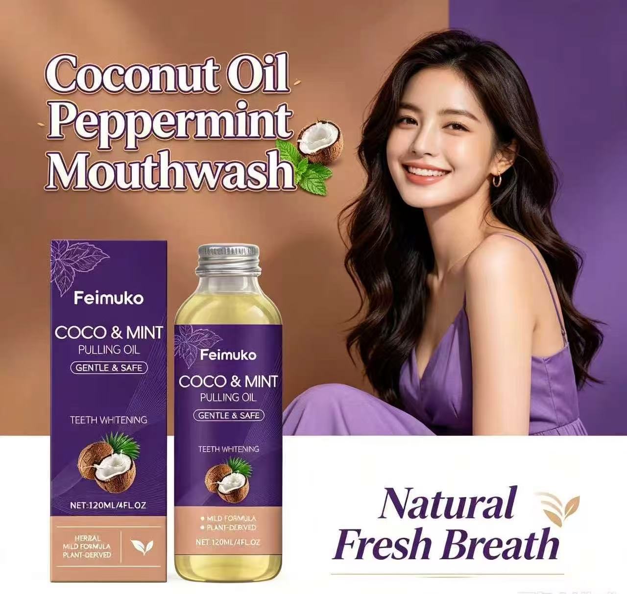 Teeth Whitening With Coconut Oil - Óleo de Coco e Hortelã-Pimenta para