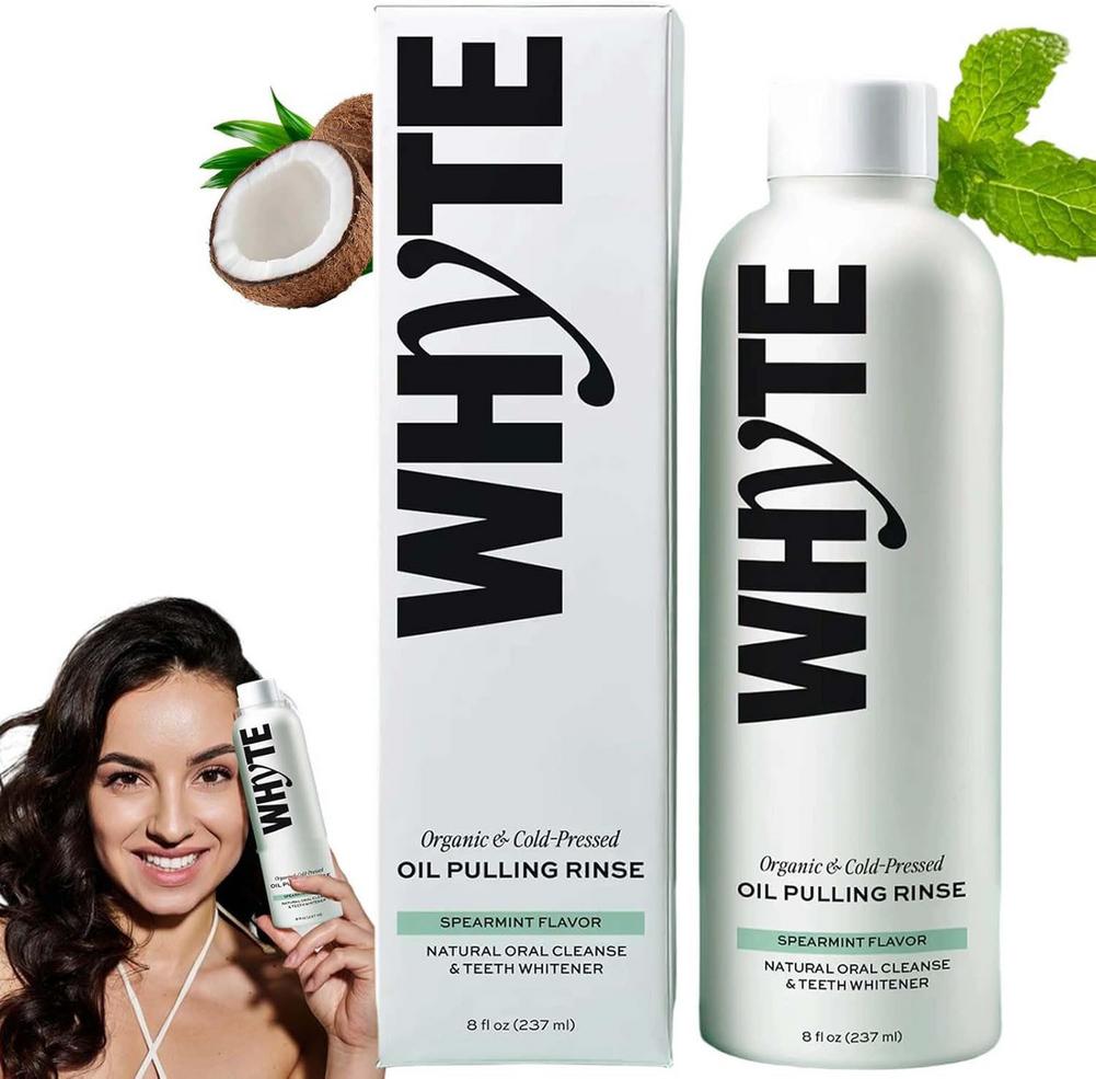 Teeth Whitening Oil Pulling - Óleo Bucal Orgânico WHYTE de Prensagem