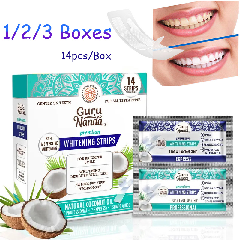 14pcs/caixa Fitas Clareadoras  - Teeth Whitening With Coconut Oil avaliação e preço